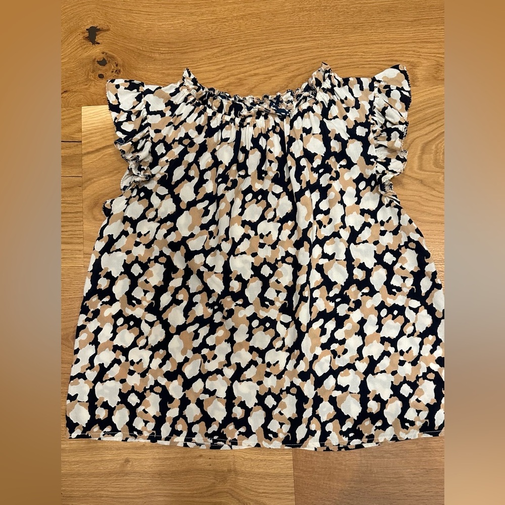 THML Animal Print Flutter Sleeve Blouse
